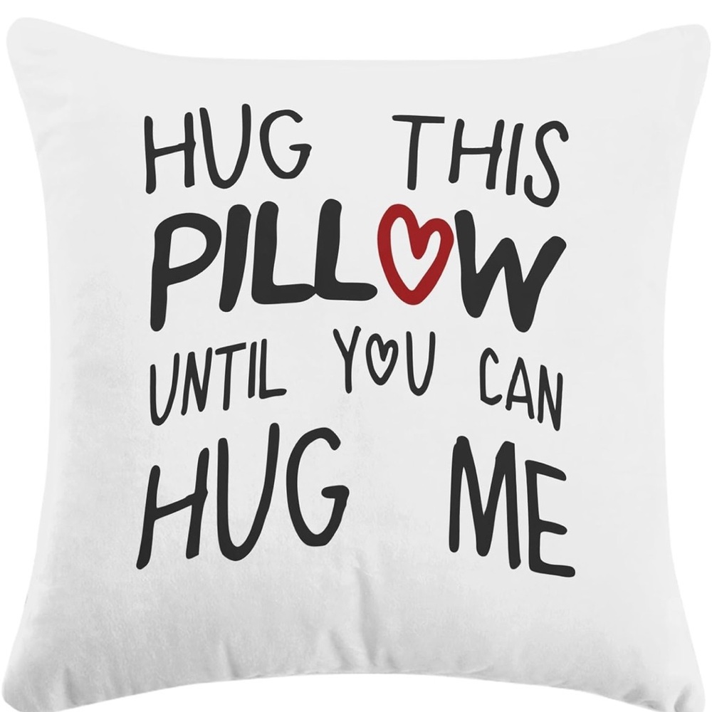 White Pillowcase with Black and Red Text